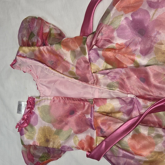 NANNETTE NEW Fancy Dress With Flowers & Ribbon Pink Purple Multicolored Sz 4 NWT - Picture 10 of 12